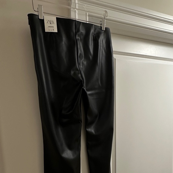 ZARA Mini Flared Faux Leather Leggings 🖤 black, size Large 🖤 NWT - Picture 9 of 11